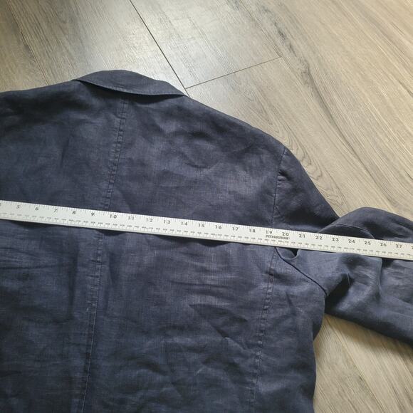 100% Linen Blazer Mens XL Navy Blue Two Button Material London Classic Preppy - Picture 4 of 11